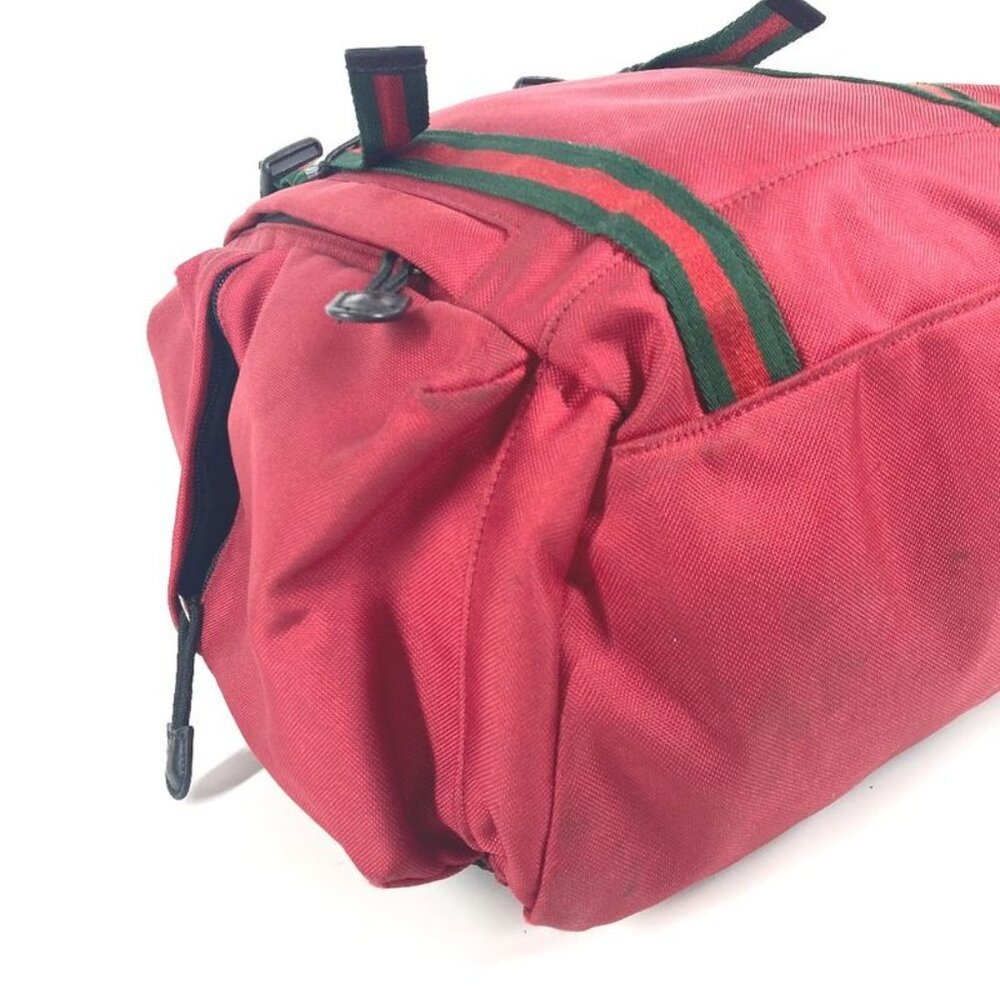 Gucci Backpack Techno Logo Sherry Line Web Line Nylon Canvas Red - Picture 7 of 9